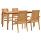 vidaXL Juego de comedor para jardín 5 piezas madera maciza de teca vidaXL Juego de comedor para jardín 5 piezas madera maciza de teca