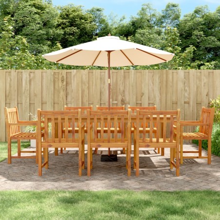vidaXL Juego de comedor de jardín 9 piezas madera maciza de acacia