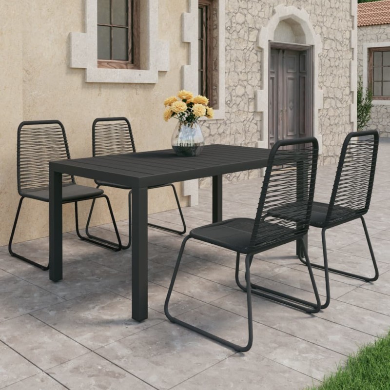 vidaXL Set de comedor de jardín de 5 piezas PVC ratán negro vidaXL Set de comedor de jardín de 5 piezas PVC ratán negro