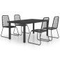 vidaXL Set de comedor de jardín de 5 piezas PVC ratán negro vidaXL Set de comedor de jardín de 5 piezas PVC ratán negro