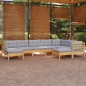 vidaXL Juego de muebles de jardín 9 pzas y cojines madera maciza pino