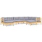 vidaXL Juego de muebles de jardín 9 pzas y cojines madera maciza pino