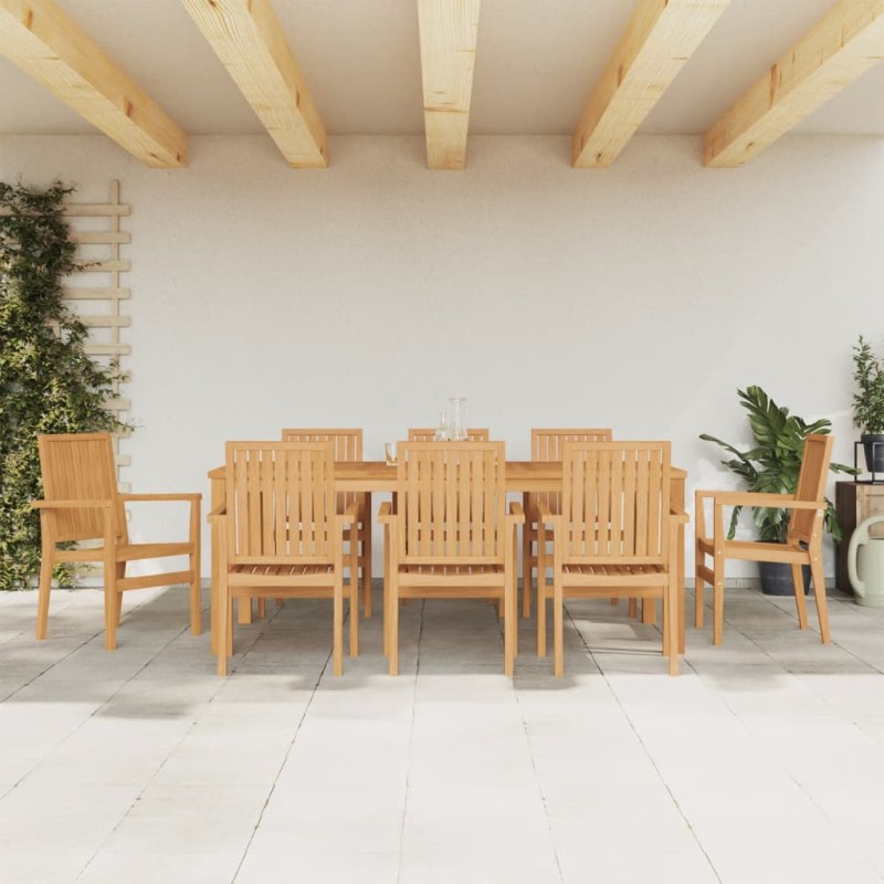 vidaXL Juego de comedor para jardín 9 piezas madera maciza de teca vidaXL Juego de comedor para jardín 9 piezas madera maciza de teca