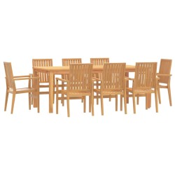 vidaXL Juego de comedor para jardín 9 piezas madera maciza de teca