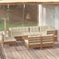 vidaXL Muebles de jardín 9 pzas y cojines madera de pino marrón miel