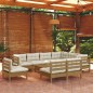 vidaXL Muebles de jardín 10 pzas y cojines madera de pino marrón miel vidaXL Muebles de jardín 10 pzas y cojines madera de pino marrón miel