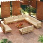 vidaXL Muebles de jardín 14 pzas y cojines madera de pino marrón miel