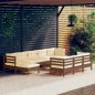 vidaXL Muebles de jardín 11 pzas y cojines madera de pino marrón miel vidaXL Muebles de jardín 11 pzas y cojines madera de pino marrón miel