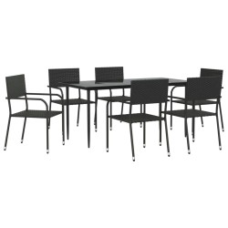 vidaXL Juego de comedor de jardín 7 piezas ratán sintético negro