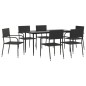 vidaXL Juego de comedor de jardín 7 piezas ratán sintético negro