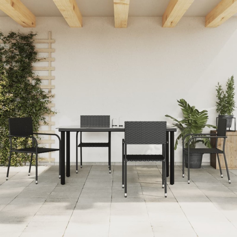 vidaXL Juego de comedor de jardín 5 piezas ratán sintético negro vidaXL Juego de comedor de jardín 5 piezas ratán sintético negro