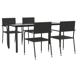 vidaXL Juego de comedor de jardín 5 piezas ratán sintético negro