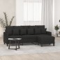 vidaXL Sofá de 3 plazas con taburete de tela negro 180 cm vidaXL Sofá de 3 plazas con taburete de tela negro 180 cm