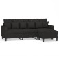 vidaXL Sofá de 3 plazas con taburete de tela negro 180 cm vidaXL Sofá de 3 plazas con taburete de tela negro 180 cm