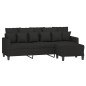 vidaXL Sofá de 3 plazas con taburete de tela negro 180 cm vidaXL Sofá de 3 plazas con taburete de tela negro 180 cm