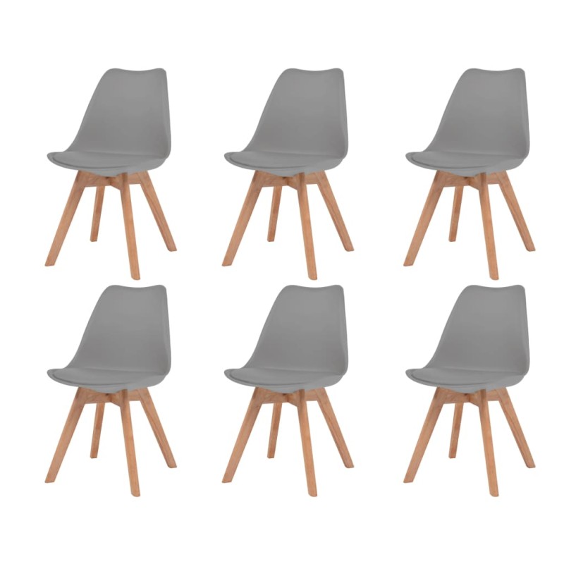 vidaXL Sillas de comedor 6 unidades plástico gris vidaXL Sillas de comedor 6 unidades plástico gris