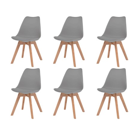 vidaXL Sillas de comedor 6 unidades plástico gris