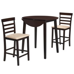 vidaXL Set de mesa y sillas de bar 3 pzas madera maciza marrón oscuro