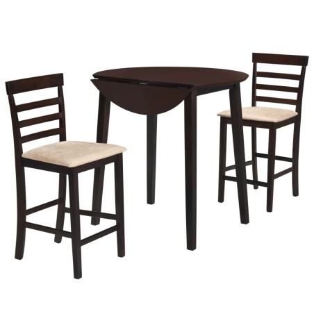 vidaXL Set de mesa y sillas de bar 3 pzas madera maciza marrón oscuro