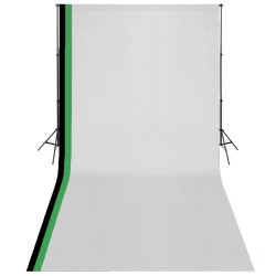 vidaXL Kit estudio 3 telones fondo algodón estructura ajustable 3x6 m