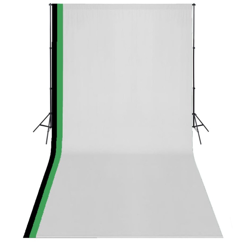 vidaXL Kit estudio 3 telones fondo algodón estructura ajustable 3x6 m vidaXL Kit estudio 3 telones fondo algodón estructura ajustable 3x6 m