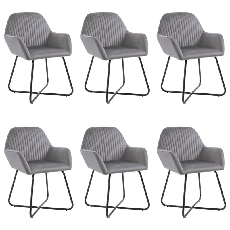 vidaXL Sillas de comedor 6 unidades de terciopelo gris