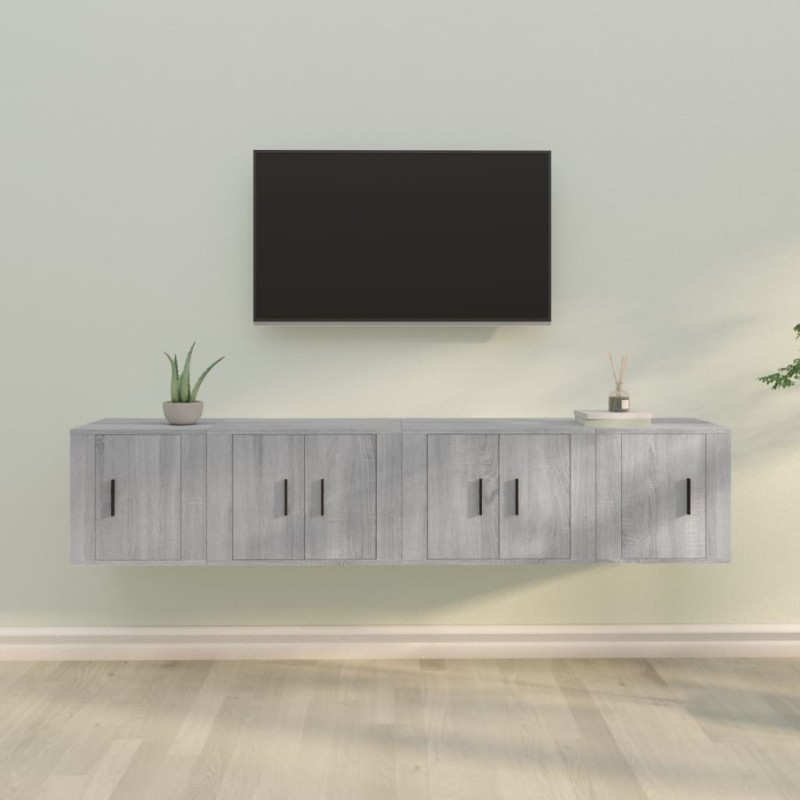 vidaXL Set de muebles para TV 4 pzas madera contrachapada gris Sonoma