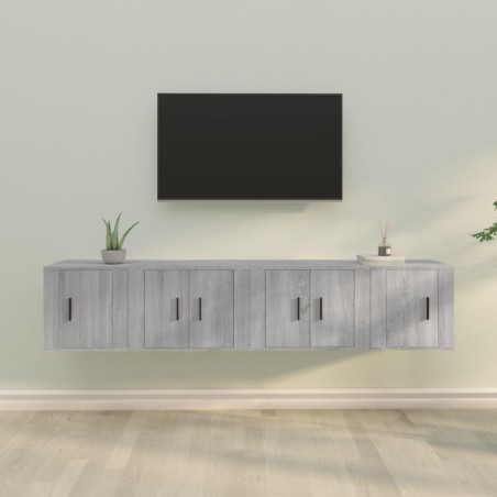 vidaXL Set de muebles para TV 4 pzas madera contrachapada gris Sonoma