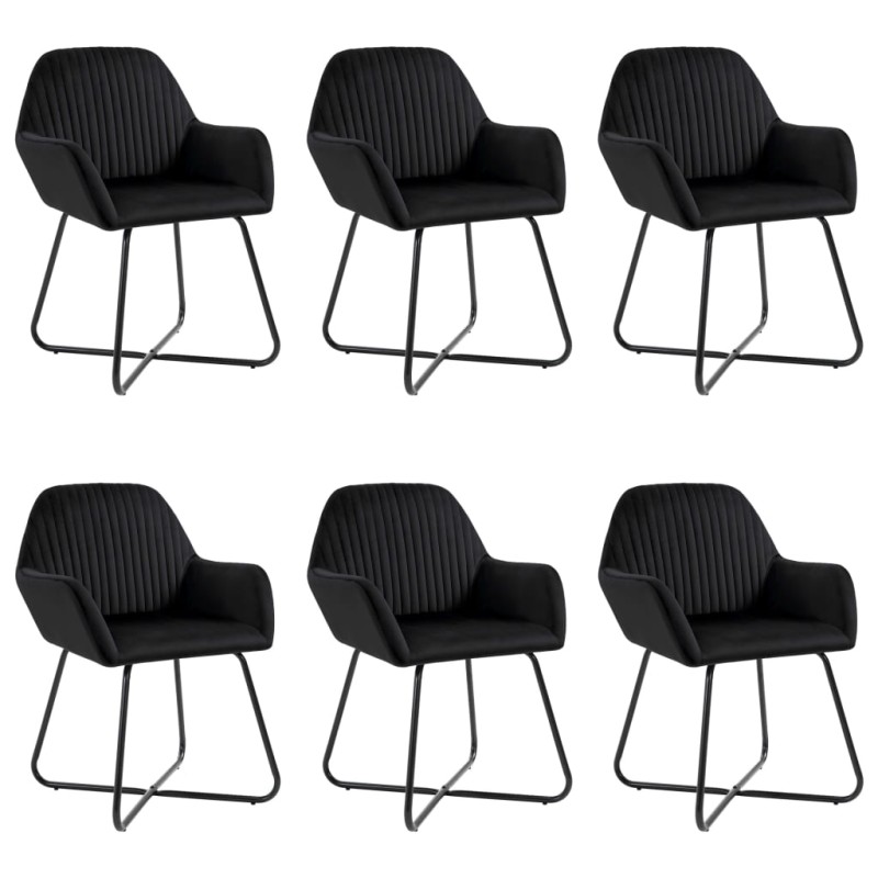 vidaXL Silla de comedor 6 unidades terciopelo negro vidaXL Silla de comedor 6 unidades terciopelo negro