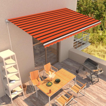 vidaXL Toldo retráctil manual naranja y marrón 500x300 cm