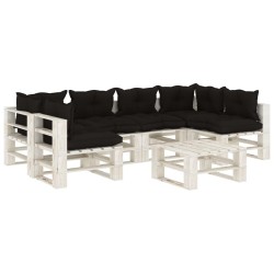 vidaXL Set muebles de palets de jardín 7 pzas madera cojines negros