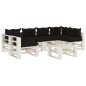 vidaXL Set muebles de palets de jardín 7 pzas madera cojines negros vidaXL Set muebles de palets de jardín 7 pzas madera cojines negros
