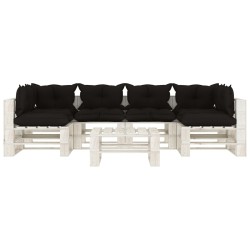vidaXL Set muebles de palets de jardín 7 pzas madera cojines negros