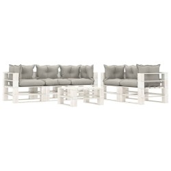 vidaXL Set muebles de palets de jardín 6 pzas madera cojines taupe