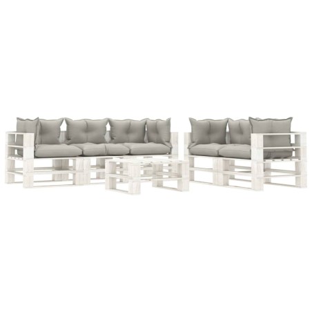vidaXL Set muebles de palets de jardín 6 pzas madera cojines taupe