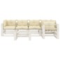 vidaXL Set muebles de palets de jardín 6 pzas madera cojines crema