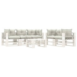 vidaXL Set muebles de palets para jardín 6 pzas madera cojines beige