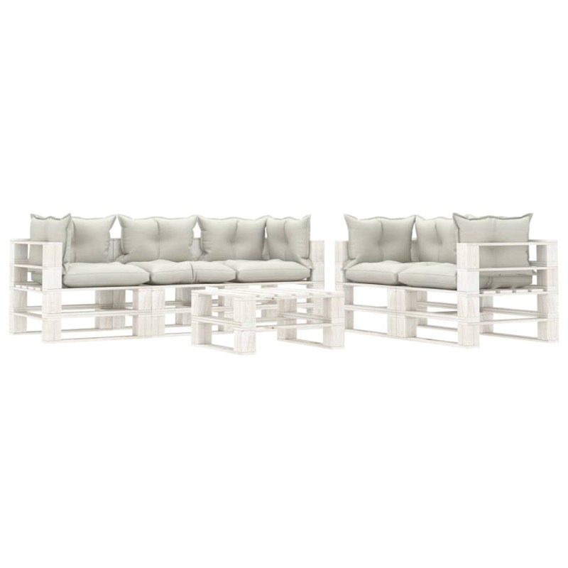 vidaXL Set muebles de palets para jardín 6 pzas madera cojines beige vidaXL Set muebles de palets para jardín 6 pzas madera cojines beige