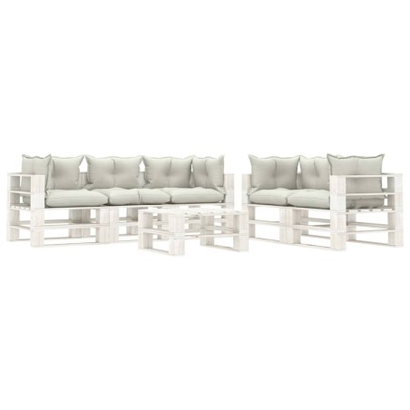 vidaXL Set muebles de palets para jardín 6 pzas madera cojines beige