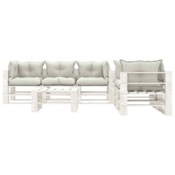 vidaXL Set muebles de palets para jardín 6 pzas madera cojines beige