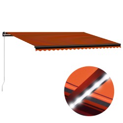   vidaXL Toldo retráctil manual con luz LED naranja y marrón 500x300 cm