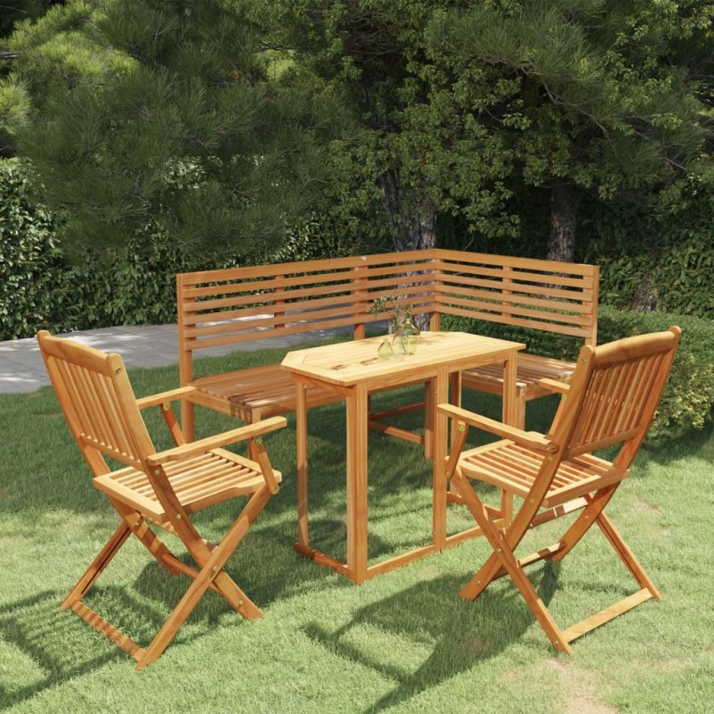 vidaXL Juego de bistró para jardín 4 piezas madera maciza de acacia vidaXL Juego de bistró para jardín 4 piezas madera maciza de acacia