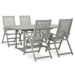 vidaXL Juego de comedor para jardín 5 pzas madera maciza acacia gris