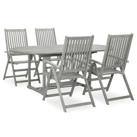 vidaXL Juego de comedor para jardín 5 pzas madera maciza acacia gris