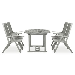 vidaXL Juego de comedor para jardín 5 pzas madera maciza acacia gris