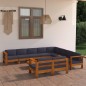 vidaXL Muebles de jardín 10 pzas con cojines madera acacia gris oscuro vidaXL Muebles de jardín 10 pzas con cojines madera acacia gris oscuro