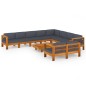 vidaXL Muebles de jardín 10 pzas con cojines madera acacia gris oscuro vidaXL Muebles de jardín 10 pzas con cojines madera acacia gris oscuro