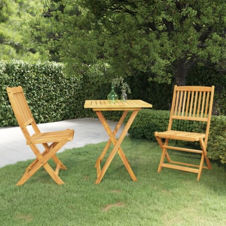 vidaXL Comedor de jardín plegable 3 piezas madera maciza de acacia
