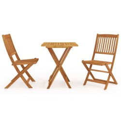 vidaXL Comedor de jardín plegable 3 piezas madera maciza de acacia