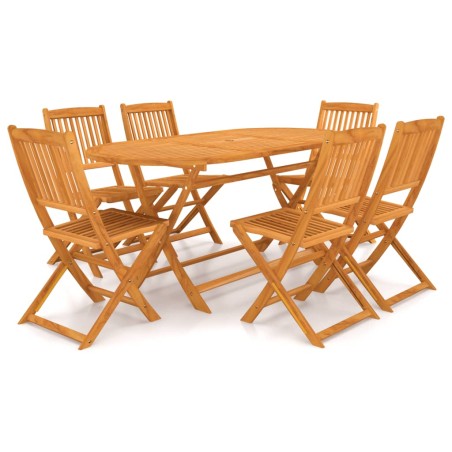 vidaXL Set comedor de jardín plegable 7 piezas madera maciza de acacia